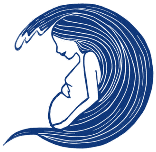 Wave Hypnobirthing logo: a pregnant woman curled inside a breaking wave