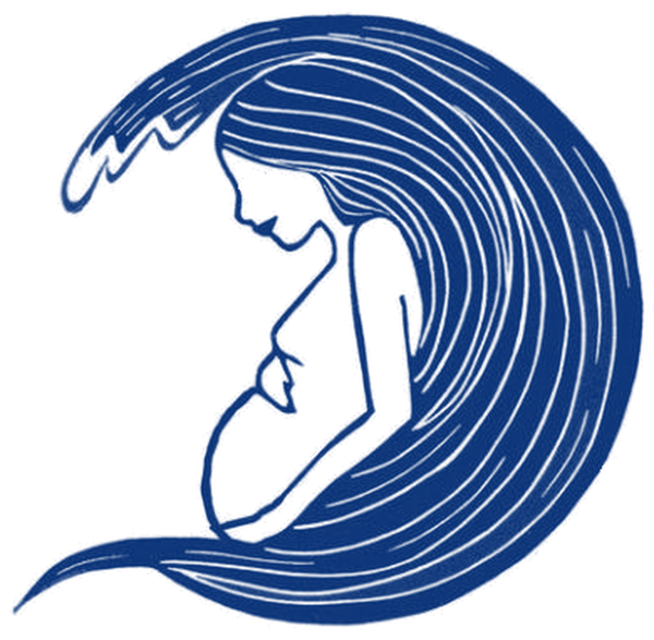Wave Hypnobirthing logo: a pregnant woman curled inside a breaking wave